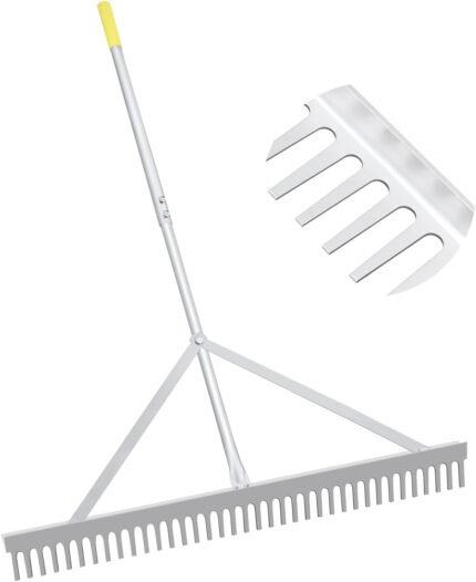 36" wide rake head with a lightweight handle, perfect for garden tools tasks.