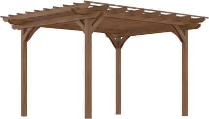 The Wood Grape Gazebo set up in a backyard, perfect for climbing plants and outdoor gatherings.