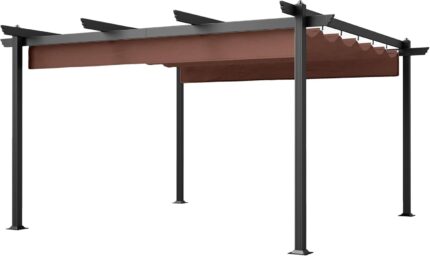 Close-up of the rust-resistant aluminum frame of the gazebo for enhanced stability.