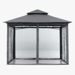 The robust steel frame of the gazebo with powder coating for rust resistance.
