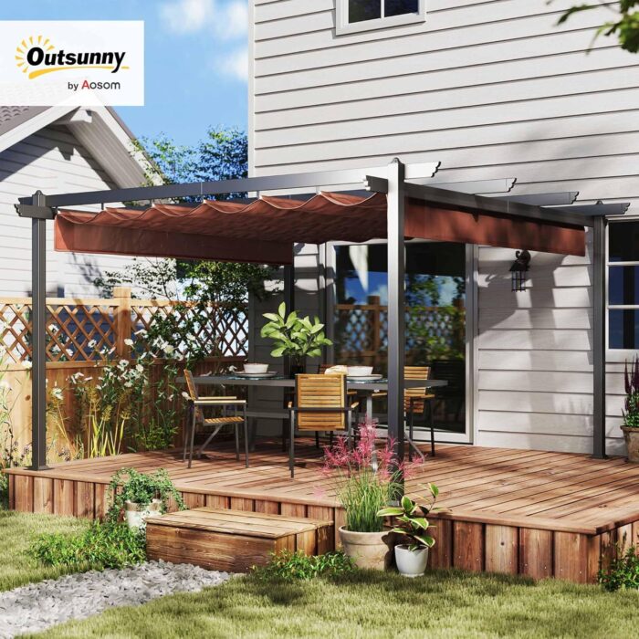 The gazebo providing 64 sq. ft. of coverage, accommodating 4-6 people comfortably.
