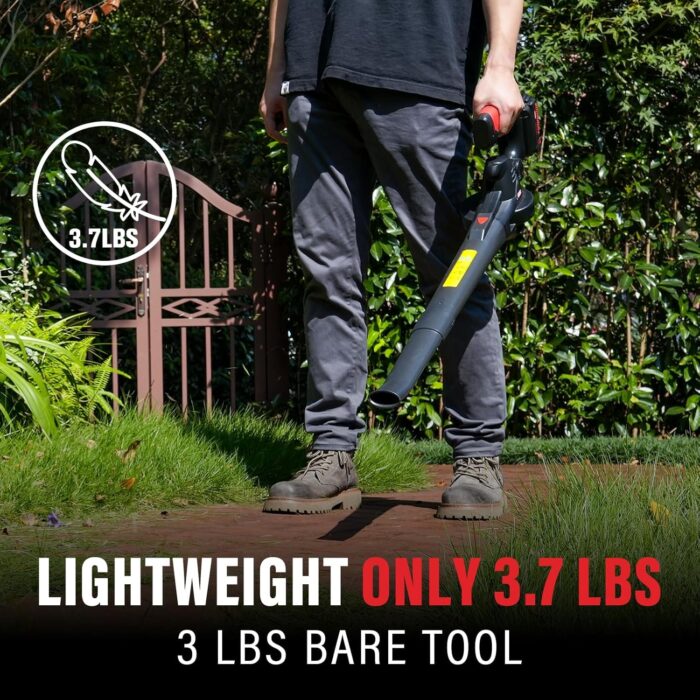 Close-up of the brushless motor in the MZK garden tools blower, delivering powerful airflow.