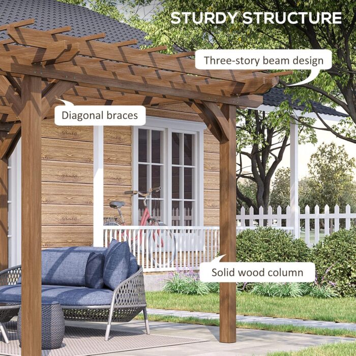 The Wood Grape Gazebo providing natural vine shade for backyard parties or poolside relaxation.