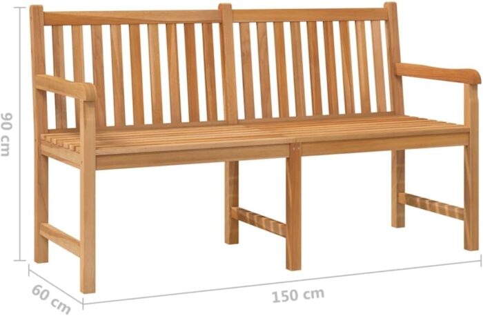 The vidaXL 59" teak patio bench, designed for easy cleaning and minimal maintenance.