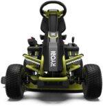 The gas lawn mower features mulching, side discharge, and bagging for versatile lawn care.
