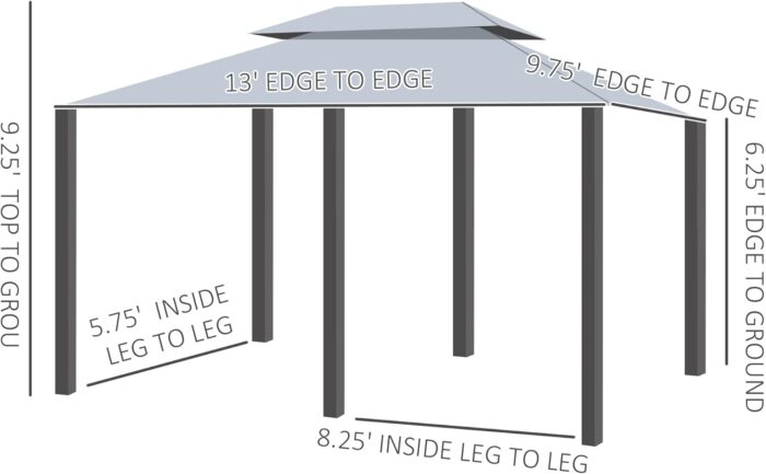 The Gazebo Canopy offering ample 10x13 ft space for outdoor parties and gatherings.
