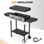 Sturdy outdoor cooking stove with steel frame and powder-coated finish for corrosion and weather resistance.