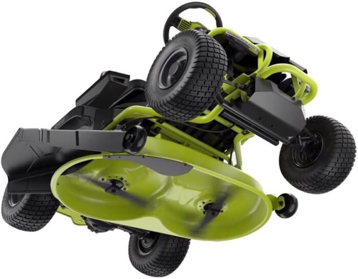 The sturdy steel deck of the gas lawn mower ensures long-lasting performance.