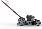 The gas lawn mower with reduced emissions and quieter operation for cleaner lawn care.