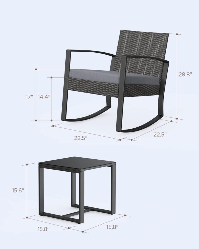 A stylish, modern patio furniture set that enhances the décor of any garden, lawn, or patio space.