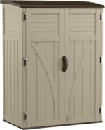 Durable sheds for garden tools with 54 cubic feet of storage and lockable doors for outdoor organization.