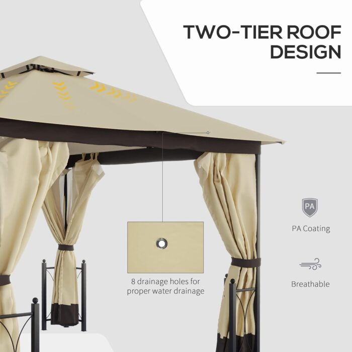 The outdoor gazebo providing ample space for up to nine people in your backyard or patio.
