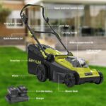 The electric lawn mower is lightweight for easy maneuvering across lawns.
