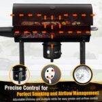 Removable ash holder and center-lift charcoal grate make cleanup simple for this outdoor cooking for BBQ grill.