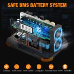 Lightweight home generator with 300W output, designed for easy transport on camping trips and outdoor activities.