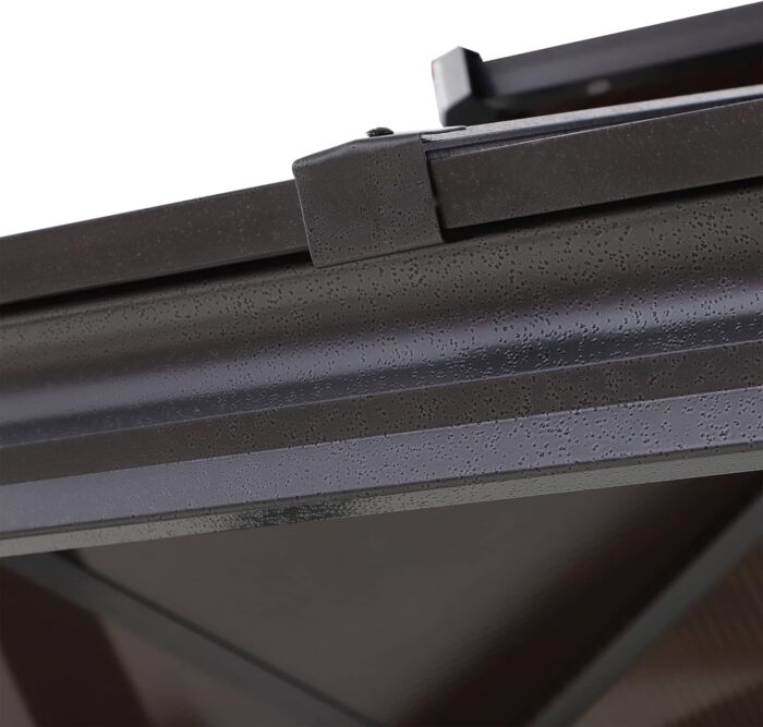 Close-up of the BBQ Gazebo Canopy double-tier roof offering UV and rain protection.