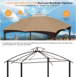 The replacement gazebo canopy fits securely on the Lowe’s Allen Roth gazebo frame.