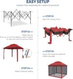 Breathable mesh netting on the gazebo canopy to keep out bugs while allowing airflow.