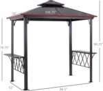 The BBQ Gazebo Canopy set up outdoors with polycarbonate roof and storage shelves for grilling.