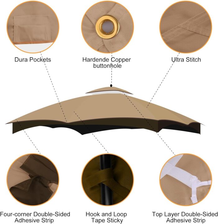 The breathable mesh in the gazebo canopy ensures proper ventilation and comfort during use.