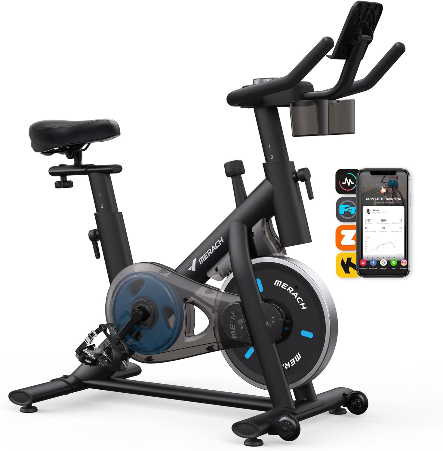 Cardio Machines - MERACH Exercise Bike Overview Quiet and smooth cardio machines for home use, featuring Bluetooth connectivity and fitness tracking for optimal results.