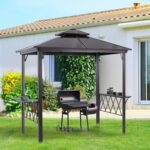The BBQ Gazebo Canopy installed in a backyard, ready for patio parties and grilling events.