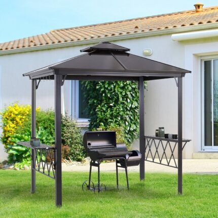 The BBQ Gazebo Canopy installed in a backyard, ready for patio parties and grilling events.