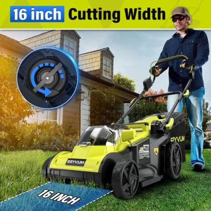 The electric lawn mower with robust metal construction for long-lasting use.