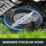 The electric lawn mower provides a greener alternative to gas-powered mowers.