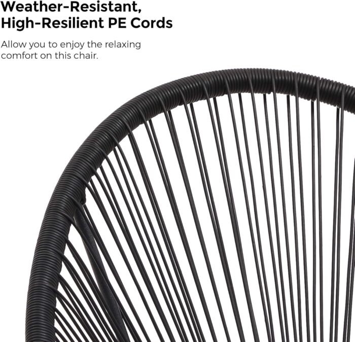 Close-up of the durable PE rattan chairs included in the garden furniture set for long-lasting use.