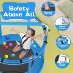 Built with a durable steel frame, this outdoor trampoline for kids offers long-lasting safety and stability for children’s active play.
