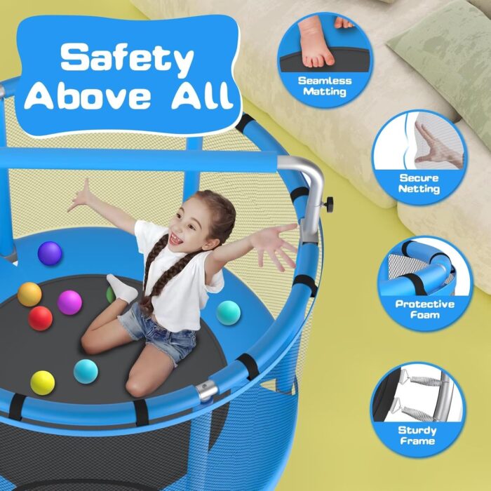 Built with a durable steel frame, this outdoor trampoline for kids offers long-lasting safety and stability for children’s active play.