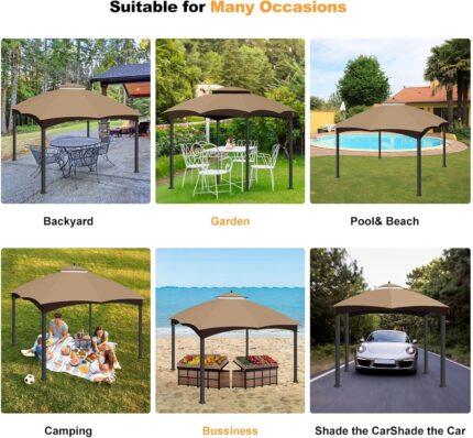 Water-resistant and durable gazebo canopy replacement for long-term outdoor use.