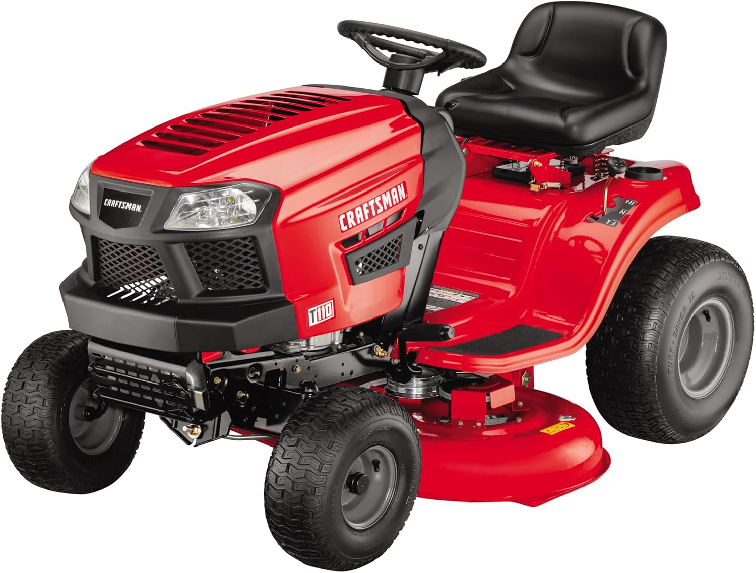 Craftsman Riding Lawn Mower Overview The Craftsman Riding Lawn Mower with 18" turning radius and heavy-duty wheels for easy navigation.