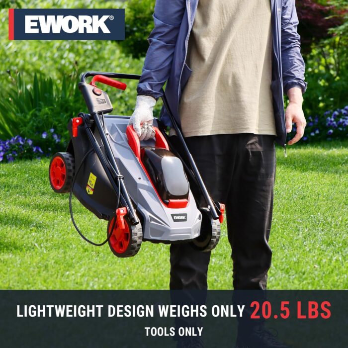 The electric lawn mower powered by a brushless motor for smooth, reliable operation.