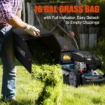 The gas lawn mower with 21-inch steel deck, ensuring precise and efficient mowing.
