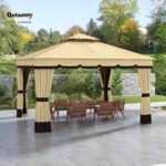 Ground stakes and expansion screws securely mount the outdoor gazebo on soft or hard surfaces.
