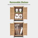 Vertical storage shed focusing on the sloping roof covered with waterproof asphalt to prevent water accumulation and ensure longevity.