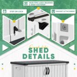 shed focusing on the safe storage features, including the foot switch with bottom pin and top magnet for secure closure.