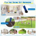 Swing Set for Kids featuring the reliable A-shaped carbon steel frame and reinforced crossbars for stability.