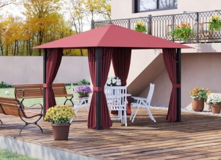 10x10 Gazebo interior view demonstrating the ample space to fit patio furniture or cover a hot tub.